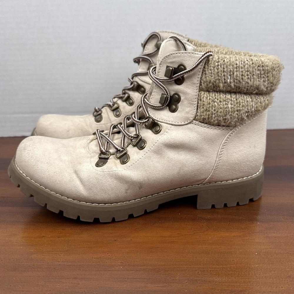 Cliffs by White Mountain Pathfield Lace Up Cuff Winter Boots size 8M Cream - Picture 6 of 13